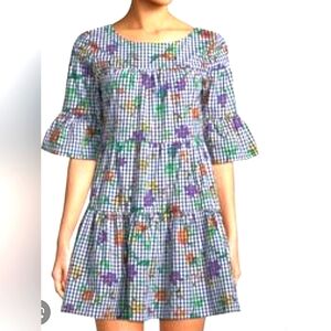 ROMEO & JULIET Couture Black and White Gingham with Floral Accents.Size M